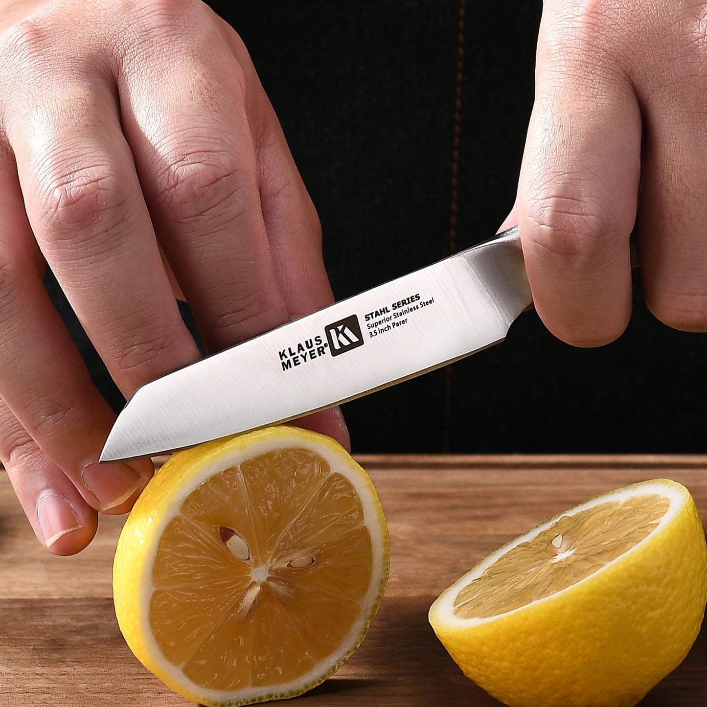 Klaus Meyer Stahl 3.5 inch Paring Knife High Carbon Exclusive German Steel Fruit Knife, Small Kitchen Knife with Ergonomic Handle (White)