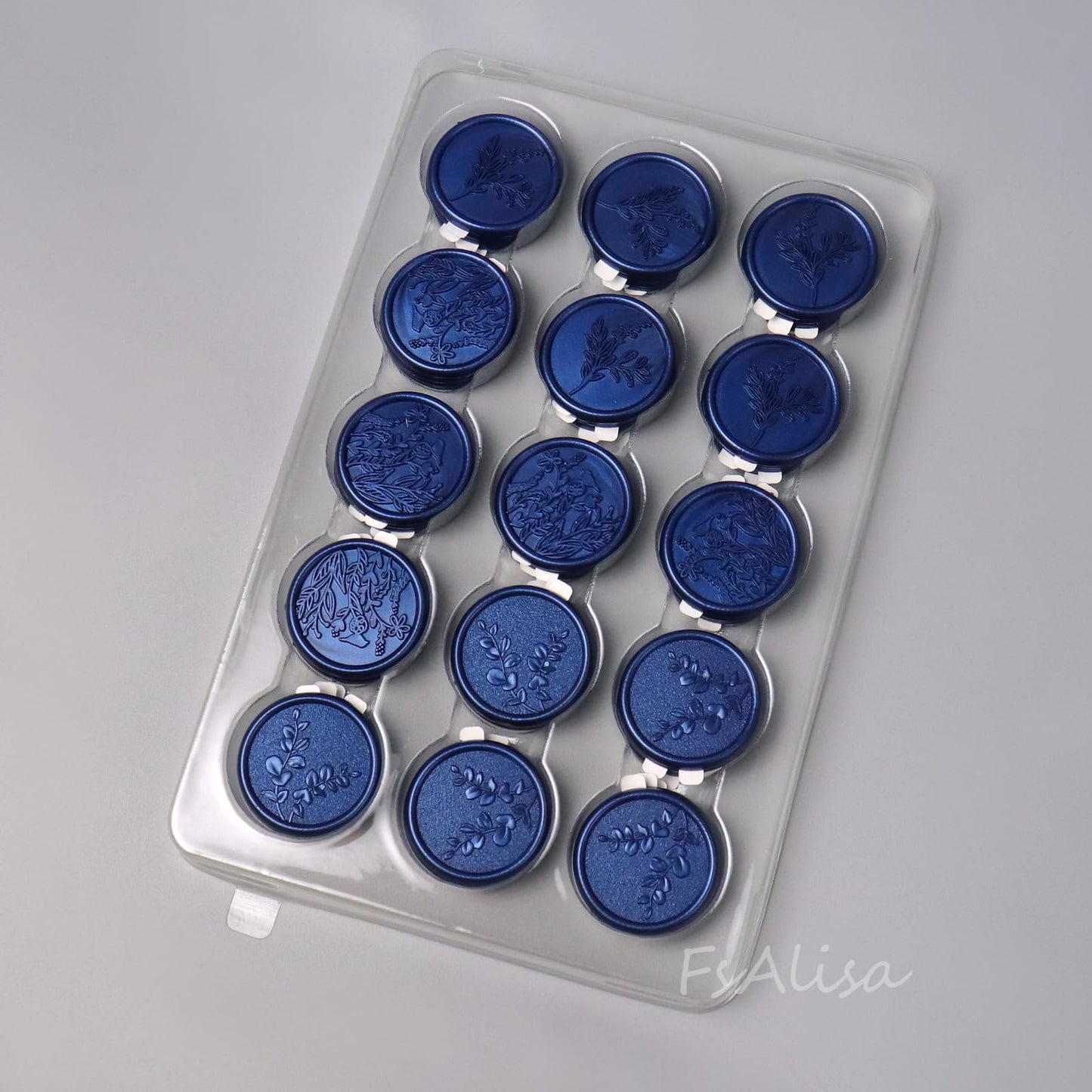 fsalisa 60pcs Wax Seal Stickers Wedding Invitation Envelope Seal Wax Stickers, Botanical Self Adhesive Seal Stickers for Christmas Invitations Cards Wine Packages Gift Wrapping (Royal Blue#-A)