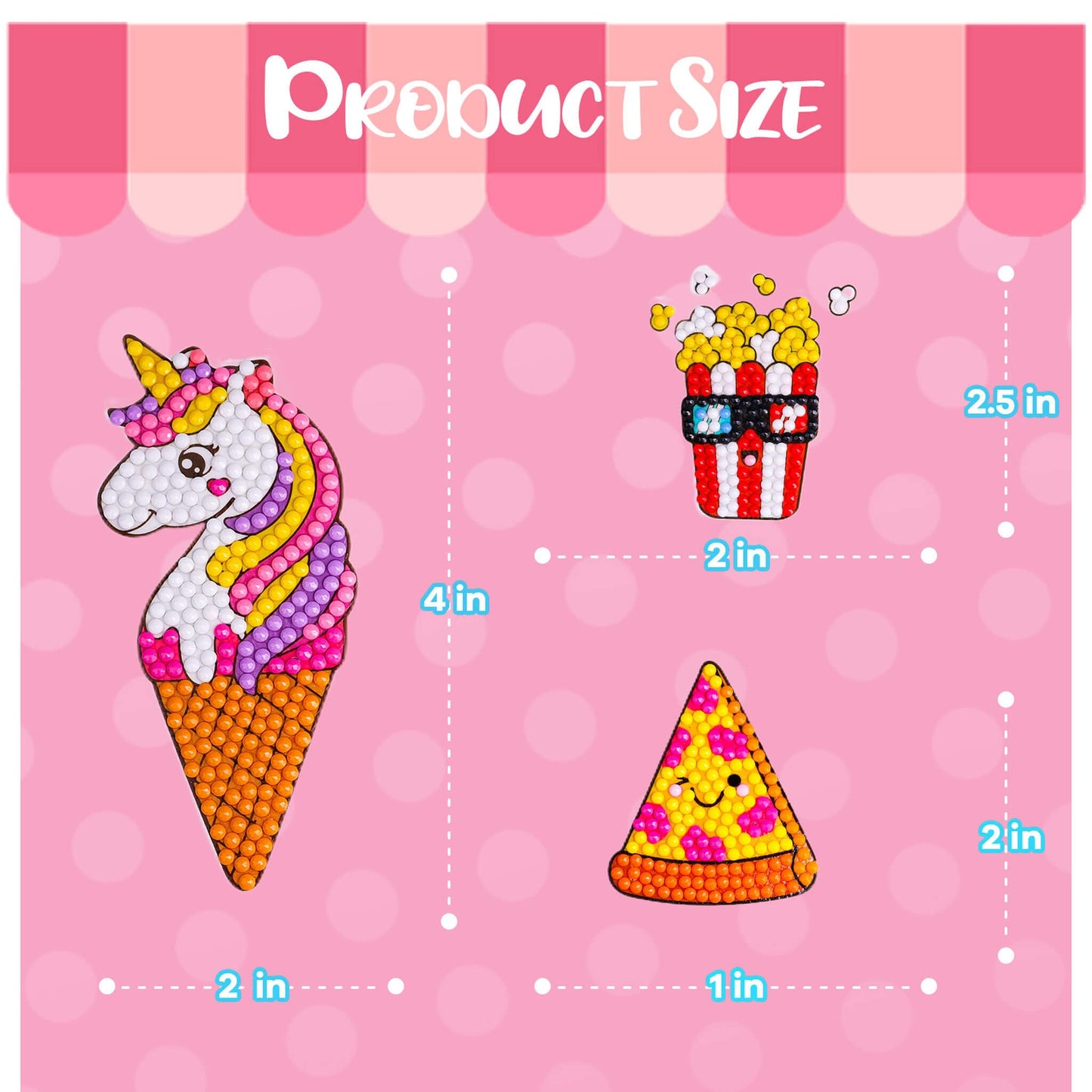 Cymbana Diamond Painting Kits for Kids 20 Pcs Desserts Contains Cupcake, Donut, Ice-Cream, Popcorn, Cookies