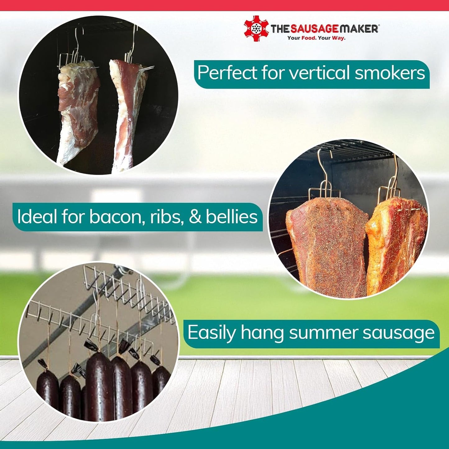 12-Prong SUS304 12.5 5.8 The Sausage Maker Bacon Hanger Meat Hooks Stainless Steel, Heavy Duty Butchers Hook