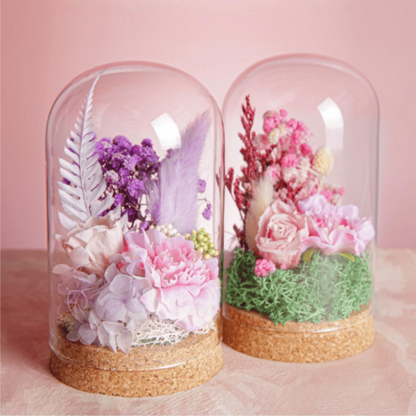 SWJLR 2 PCS Glass Dome Bell Jar, Clear Display Dome with Cork Base for Miniature Figurines, Fake Plants, Collectibles, Specimens, DIY Landscape (3.15x4.73 Inch)