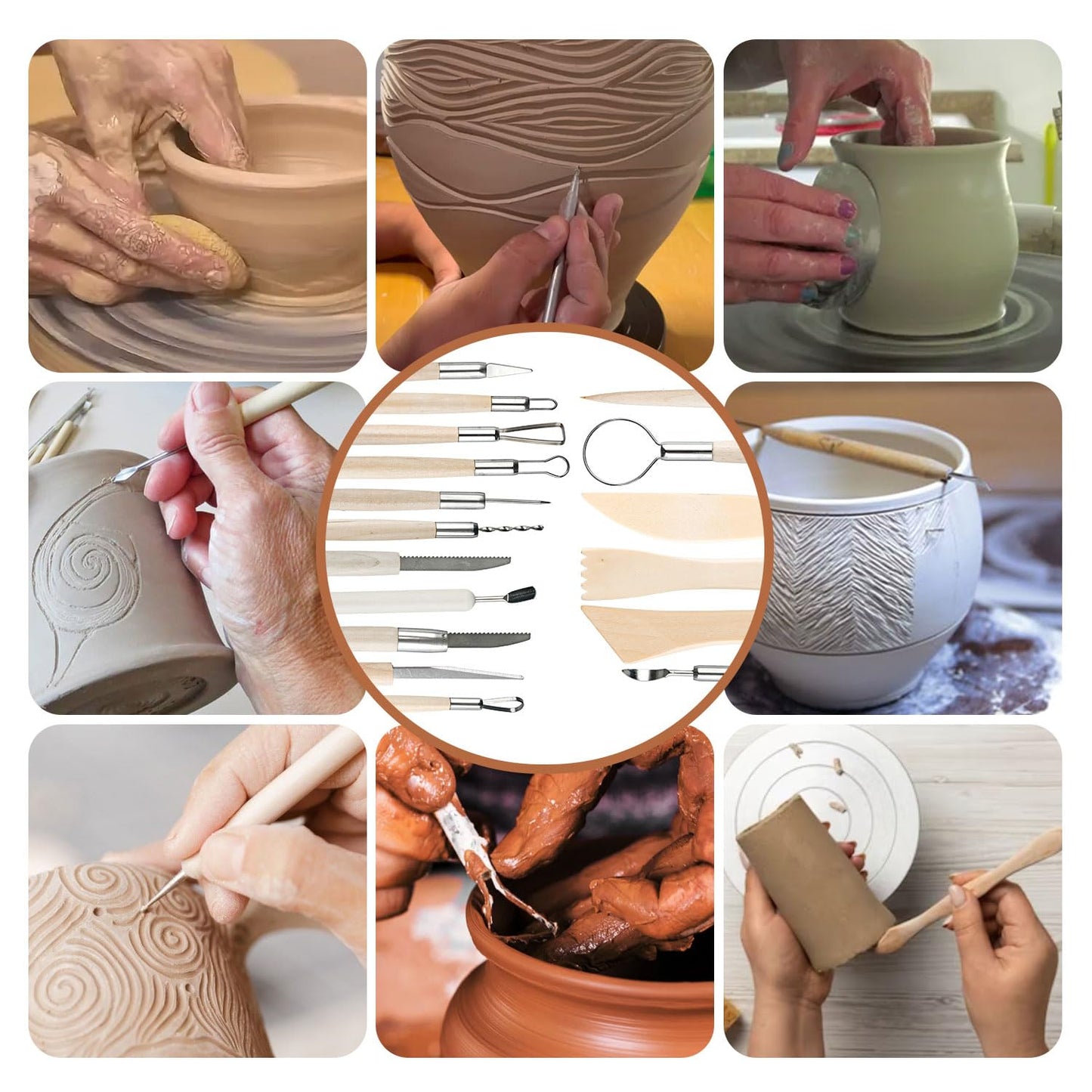 60 PCS Clay Tools Kit Pottery Sculpting Tools Set for Sculpting Modeling Trimming Molding Shaping, Polymer Clay Tools Kit for Adults Students Beginners Pros