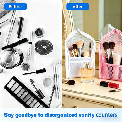 2Pcs Standing Toiletry Bag, Upright Waterproof Travel Toiletry Bag, Translucent Portable Foldable Makeup Cosmetic Bag, Leakproof Travel Organizer Pouch for Bathroom, Gym, Business Trip,Family Travel