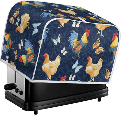 Washable Toaster Dust Cover, 4 Slice Chicken Rooster Decorative Cover, Kitchen Appliance Protector, Fingerprint
