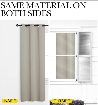 NICETOWN Natural Room Darkening Curtains - 86" Long | Total Privacy Drape Panels for Boho Farmhouse Decor (Set of 2, 55" Wide)