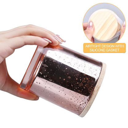 SHOWIN 10 OZ Thick Candle Jars for Making Candles 15 Pcs, Empty Jars with Wood Lids for Candle Making, Sample Container, Rose Gold
