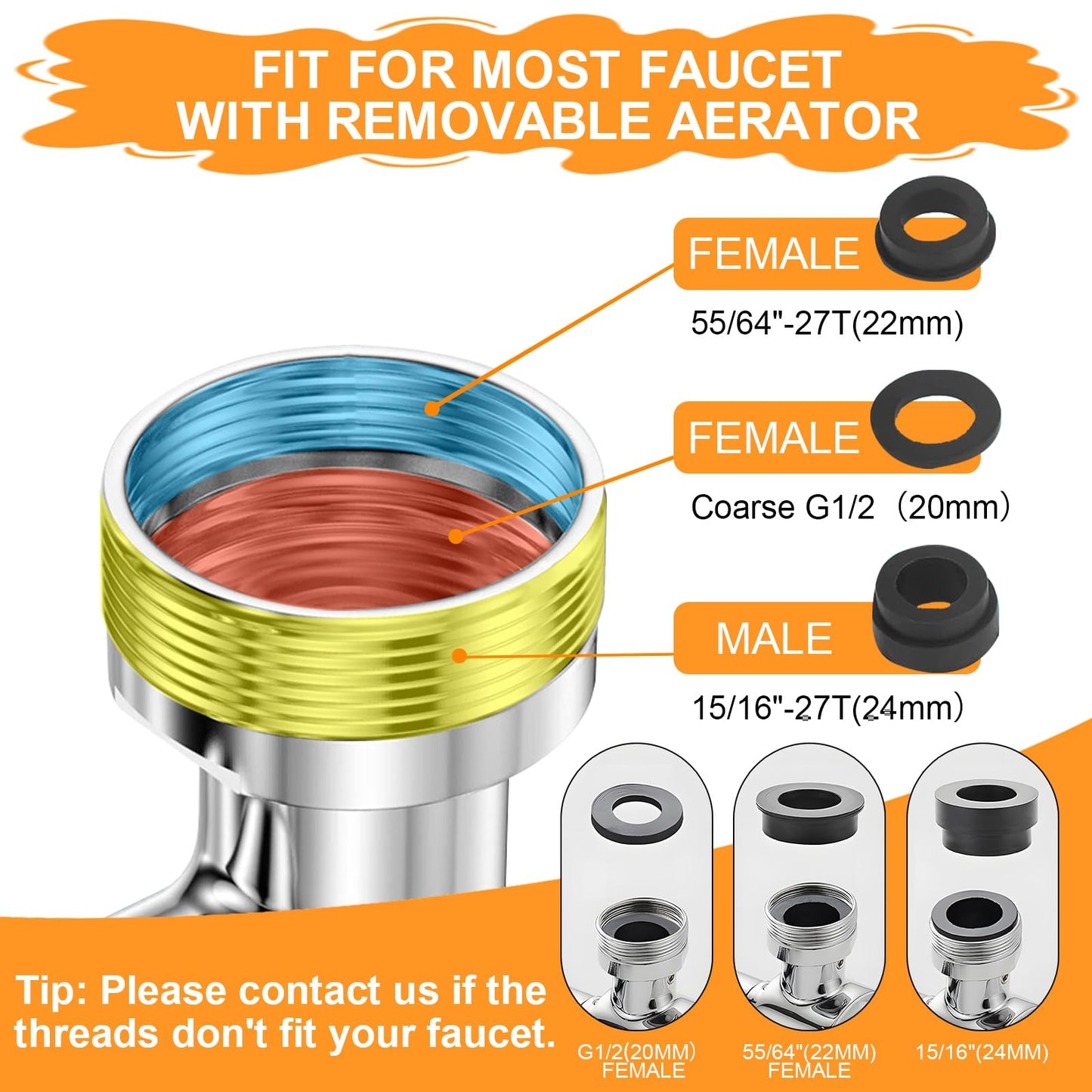 1080° Rotatable Faucet Extender Aerator - Sink Faucet Sprayer Attachment Bathroom - 2 Mode Metal Robotic Arm with Flexible Hose Extension - Small Pet Bathing Hair Face Washing