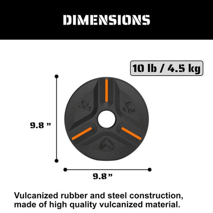 TRIBE WOD Cast Iron Plate Weights, OLIUS Barbell Plates - Gym Weights for Men and Women, Cast Iron Plate Weights 1 of 2, Rubber and Steel Weights for Lifting (10 Lbs) (1 Plate)