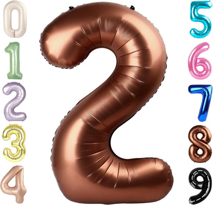 Skiennix 40-Inch Coffee Brown Number Balloons - Perfect for 2nd, 12th, 21st Birthday Celebrations & Events