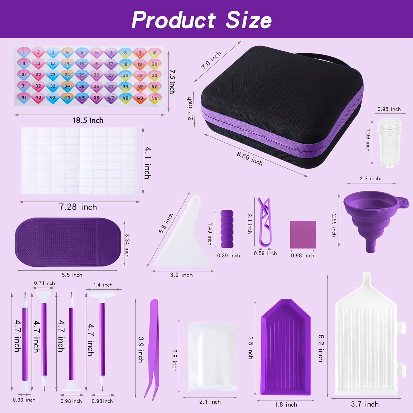 LYMUSUMI 30 Slots Diamond Art Storage Containers for Adults Portable Bead Storage Boxes for Diamond Painting Accessories and Tools（Purple）