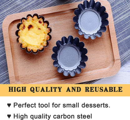 Cozynest 12PCS Mini Egg Tart Molds, Steel Baking Cups for Muffin Cake, 2.5 Inch Gray Pie Pans