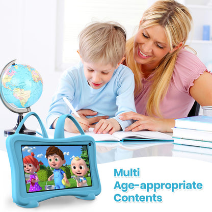 Kids Tablet 7 Toddler Children's Learning Tablet with WiFi, YouTube, Parental Control, Durable Case Education Learning Apps for Boys Girls (Blue)