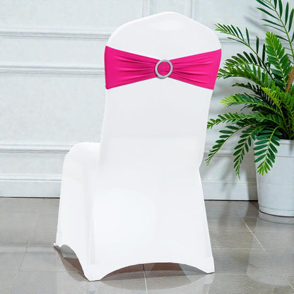 MDS Premium Spandex Chair Sashes - 75 Pack with Buckle Slider for Universal Fit | Magenta Dining Chair Ties