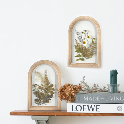 Z&Z ornamentorum Glass Pressed Flower Wood Frame, Set of 2, Flower Botanical Wall Art with Plant for Bedroom Restroom Kitchen Decoration Wall Art