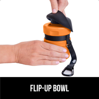 GORILLA GRIP Dog Water Bottle, Portable Water Bowl Dispenser for Dogs, 20 oz Leak Proof Pet Travel Squeeze Bottles, Food Grade Silicone, to Go Puppy Essentials, Hiking Camping Trip Accessories, Black