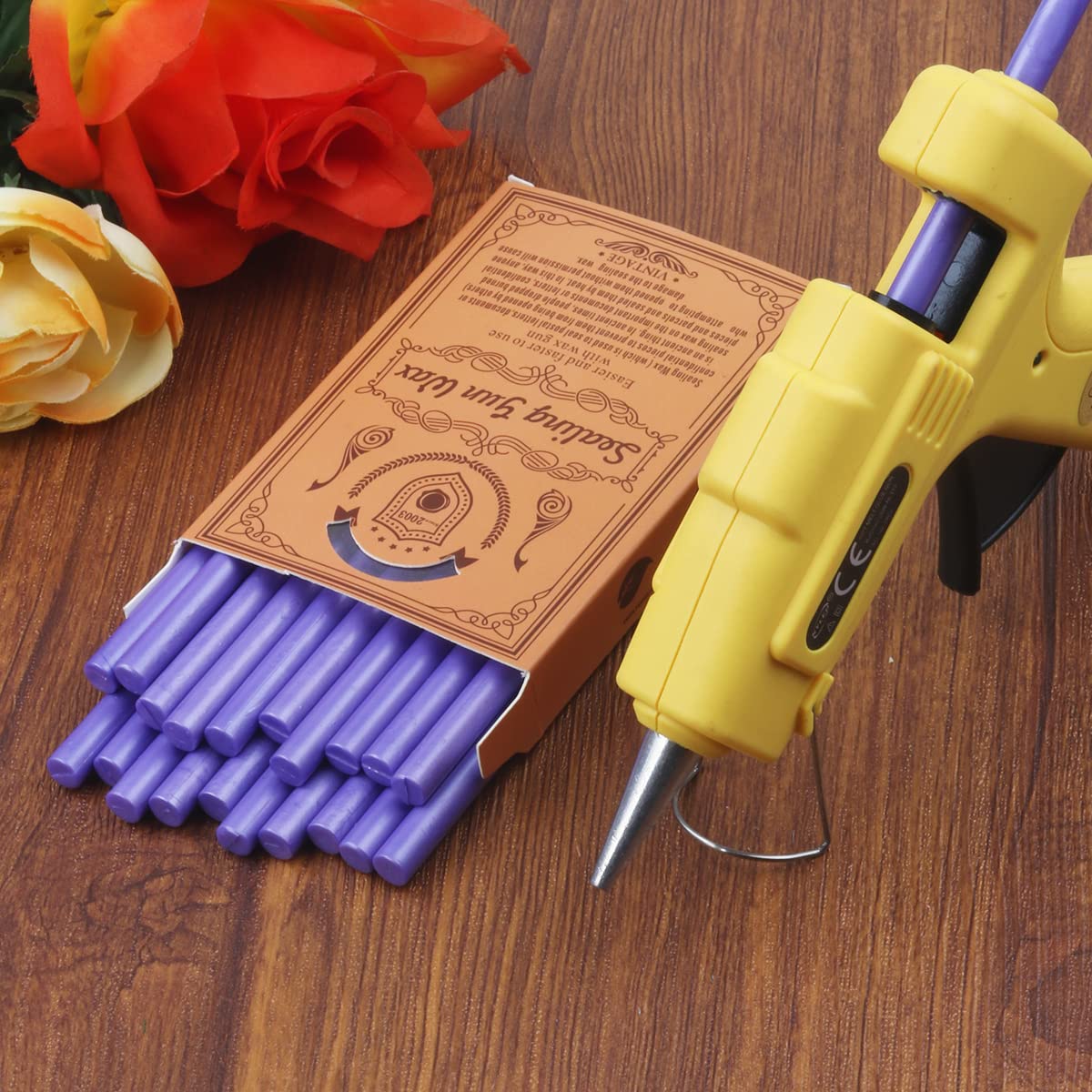 Wax Seal Kits, Wasole 20Pcs Pearl Purple Sealing Wax Sticks with 1 Pieces Glue Gun Set for Wax Seal Stamp, Great for Wedding Invitations, Birthday Cards, Envelopes, Gift Wrapping (Pearl Purple)