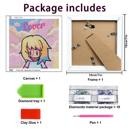 Nikolle 5D Diamond Painting Kits with Wooden Frame, DIY Diamond Art Kits for Beginners, Gifts for Women 7x7 inch(Pink)
