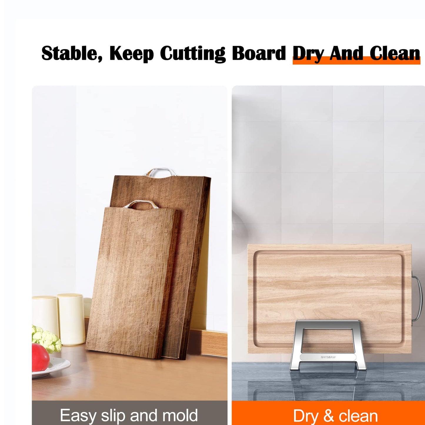 Xuenair Cutting Board Rack, Auto Width Adjustable Holder Stand for Countertop or Cabinet (Silver)