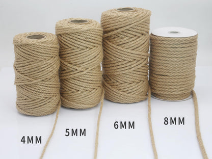 PQZKLDP Heavy-Duty Jute Rope 8mm 91Ft Natural Strong Hemp Cord Twine, Brown Decoration Hemp Rope String for Artworks, Cat Scratcher, Gardening, Bundling, Home Decorating PQ202
