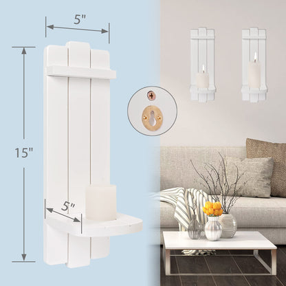 Yorkmills Sconces Wall Decor Set of 2, Candle Holder Rustic Home Farmhouse Art Floating Candle Sconces Shelf White Decorations for Living Room, Dining Room, Bedroom, Bathroom