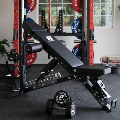 RitFit Gator Adjustable Weight Bench with Headrest, Premium 14GA Steel Heavy Duty for Home Gym Strength Training, Incline, Decline Exercises, 1600LBS Capacity, Black
