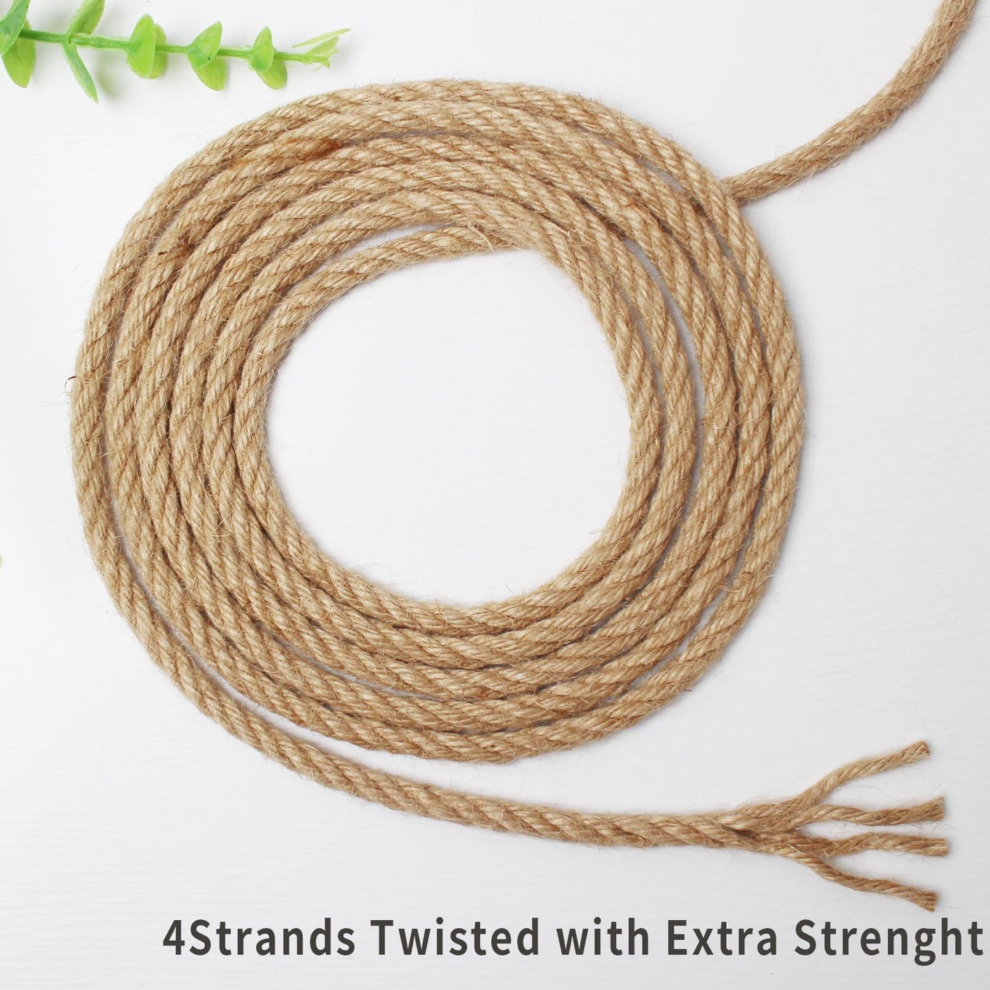 PQZKLDP Heavy-Duty Jute Rope 8mm 91Ft Natural Strong Hemp Cord Twine, Brown Decoration Hemp Rope String for Artworks, Cat Scratcher, Gardening, Bundling, Home Decorating PQ202
