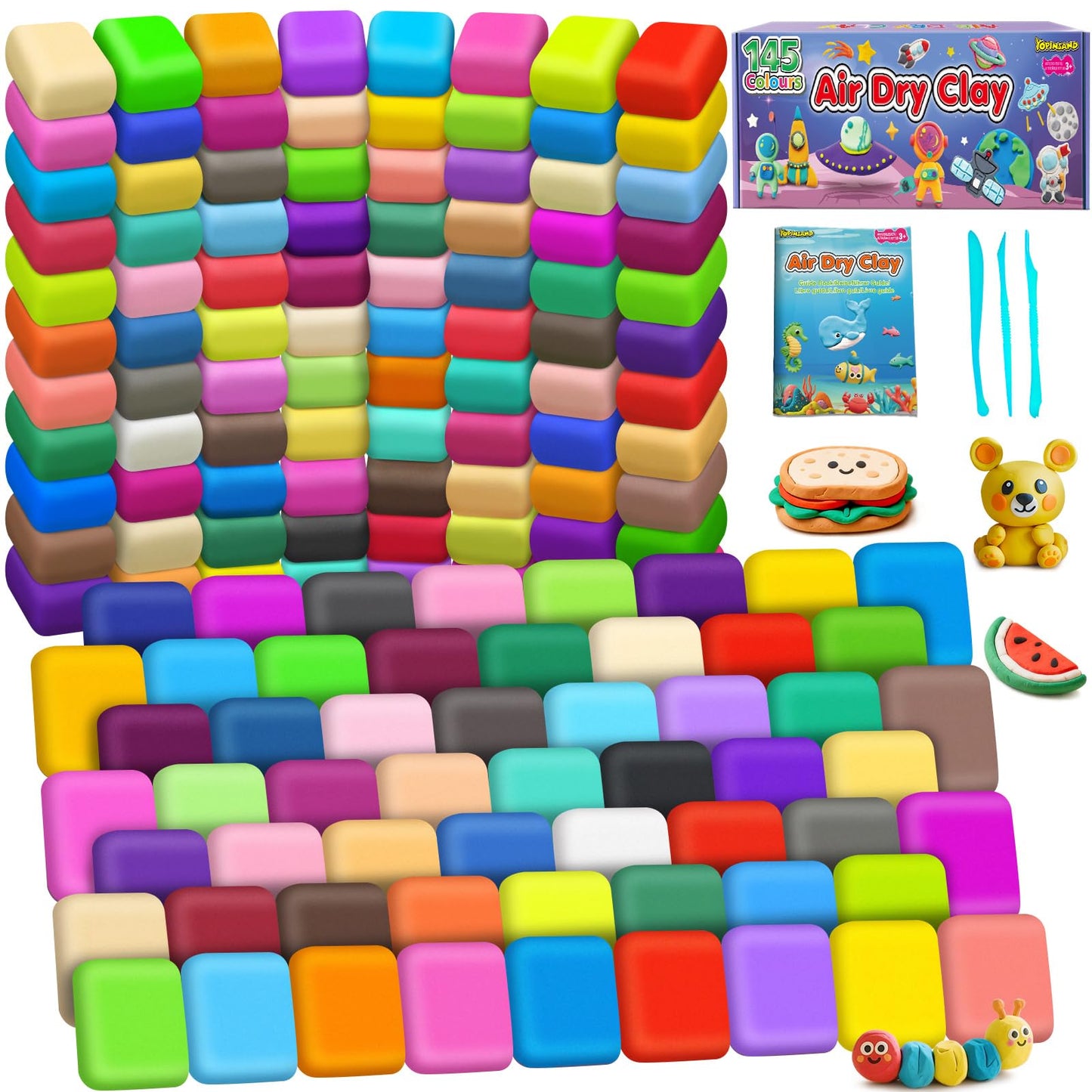 YOPINSAND Air Dry Clay 145 Colors, Modeling Clay for Kids, DIY Molding Magic Toy with Tools, Gift for Kids Boys Girls