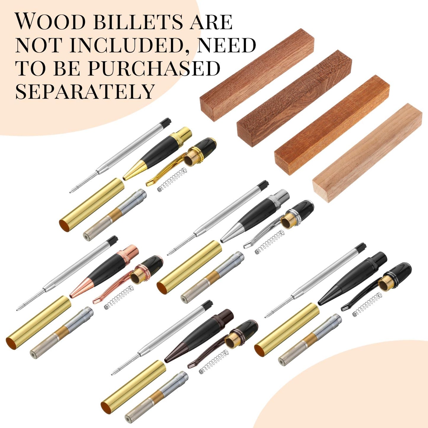 Colarr 20 Pack Woodturning Pen Kit Twist Ballpoint Pen Kit with Refill Copper for DIY Classroom Supplies Teacher Student Friends Gift
