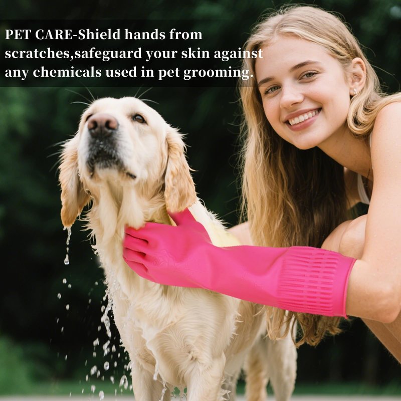 ccebwyny Rubber Gloves for Cleaning – 3 Pairs Reusable Gloves for Dishwashing, Kitchen and Household Tasks, 15-Inch Long (Regular Style, Large (Fits Medium Hands))