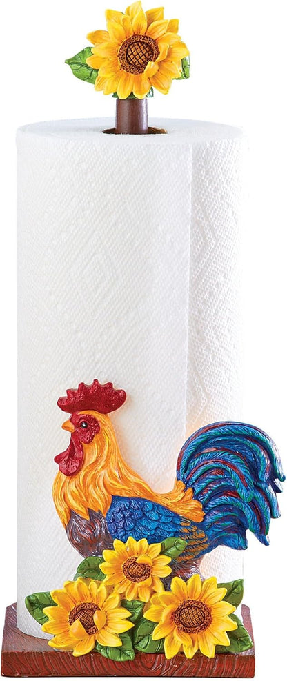 Charming Rooster & Sunflower Paper Towel Holder for Kitchen