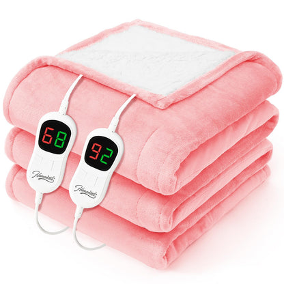 Homemate Electric Heated Blanket Twin - 62"x84" Heating Bed Blankets Throw with 10 Heating Levels 8 Hours Auto Off Fast Heating Over-Heated Protection Ultra Soft Warm Flannel ETL Certified Grey