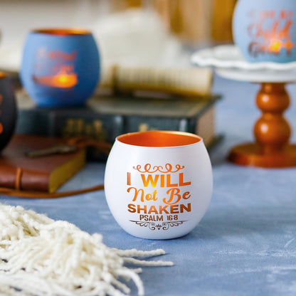 Christian Gifts for Men, Glass Candle Holders Set, Blue Tealight Votive Holders with Bible Verses, Religious Birthday Gifts for Dad, Brother, Son, Him, Coworker, Unique Spiritual Gifts for Men