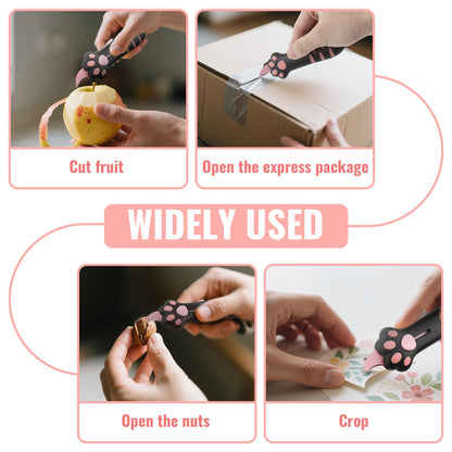 Cat Paw Box Cutter 2026 Retractable Cat Box Cutter with Cute Paw-Shaped Handle, Cat Box Paper Cutter Multifunctional Utility Knife for Effortlessly Opening Boxes, Cartons, Packages and Sealing Tape