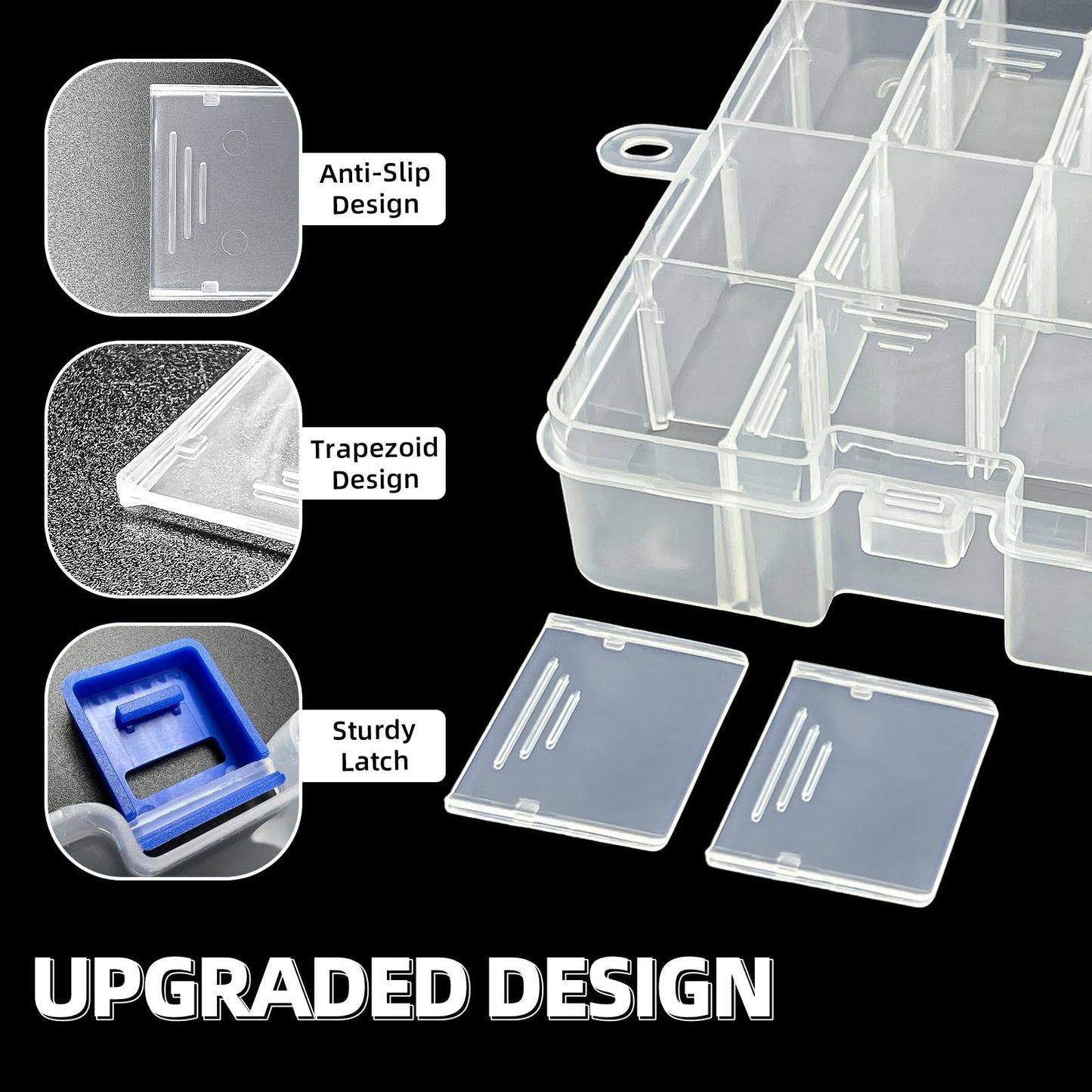 DUOFIRE Plastic Organizer Container Storage Box Adjustable Divider Removable Grid Compartment for Jewelry Beads Earring Container Tool Fishing Hook Small Accessories(34 Grids, White X 4)