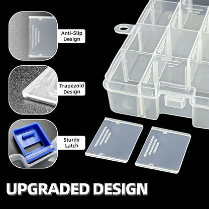 DUOFIRE Plastic Organizer Container Storage Box Adjustable Divider Removable Grid Compartment for Jewelry Beads Earring Container Tool Fishing Hook Small Accessories(34 Grids, White X 4)