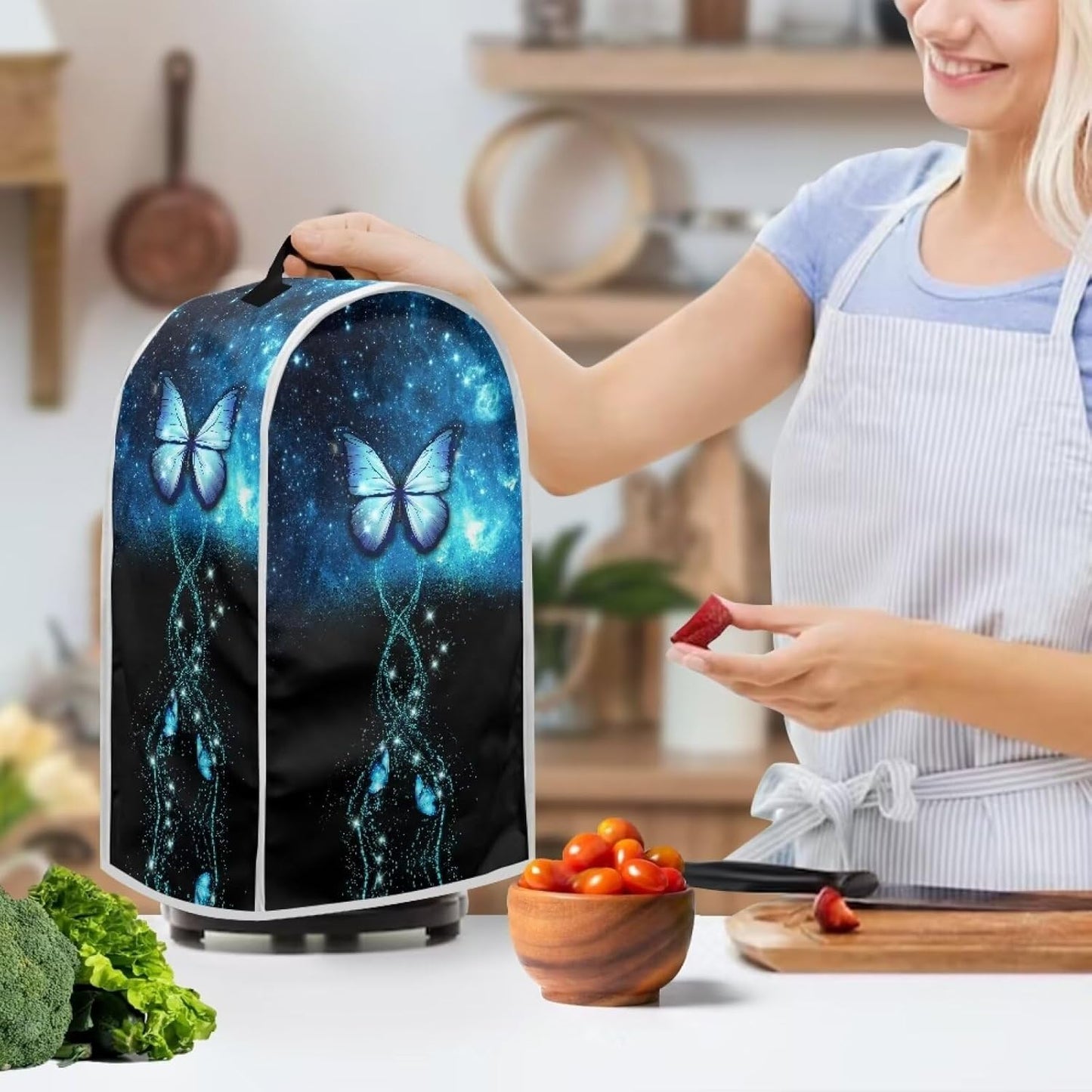 Blue Butterfly Starry Blender Cover, Kitchen Appliance Dust Protection for Food Processor, Juicer, Coffee Maker
