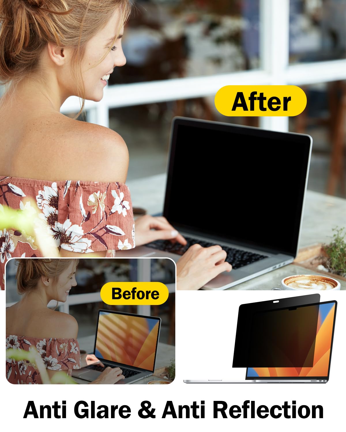 F FORITO 360° Privacy Screen Protector Compatible with MacBook Air 15.3 inch (2023-2025, M2, M3, M4), Anti Peeping and Anti Glare Laptop Privacy Screen Shield