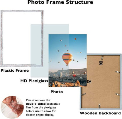 JCJMY 12x17 Rustic White Picture Frame - Versatile Wall Mounting for Horizontal or Vertical Display