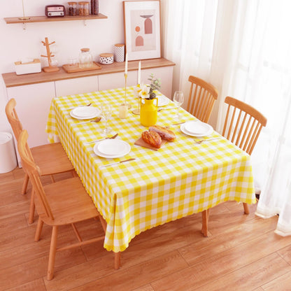 MANGATA CASA 2PCS Yellow Gingham Tablecloth, Waterproof Checkered Table Cloth for Square Tables, Light Yellow 52x52in