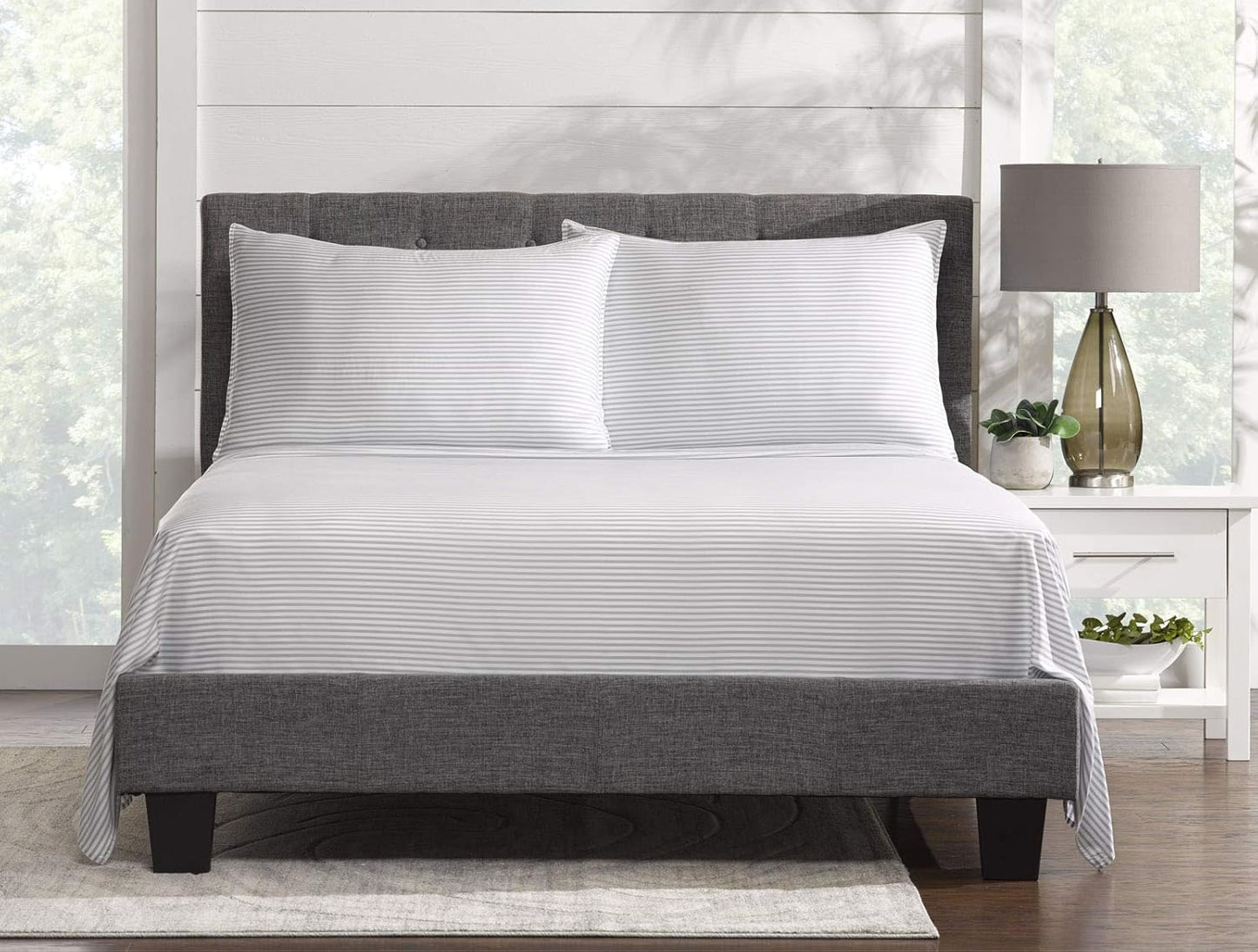Pure Bamboo Twin Sheets - Luxuriously Soft 100% Organic Viscose Bed Sheet Set | Cooling Stripes, 2-Year Quality Promise
