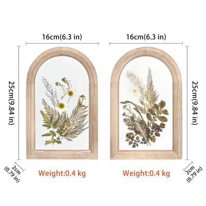 Z&Z ornamentorum Glass Pressed Flower Wood Frame, Set of 2, Flower Botanical Wall Art with Plant for Bedroom Restroom Kitchen Decoration Wall Art