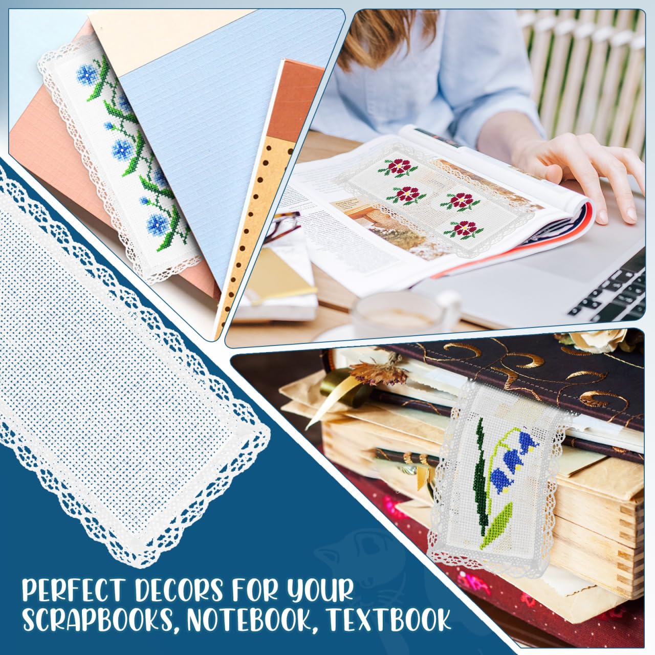 EXCEART Cross Stitch Bookmarks 10Pcs Blank Embroidery Bookmarks for DIY Sewing Crafts Lightweight Book Accessories for Students Readers