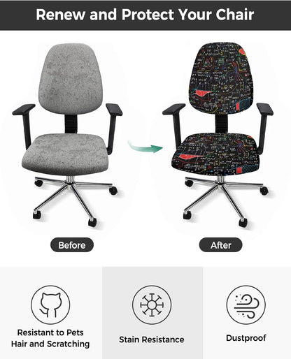 Office Chair Cover Education Protective Stretchable Universal Computer Chair Covers, Math Formula Doodle Slipcover