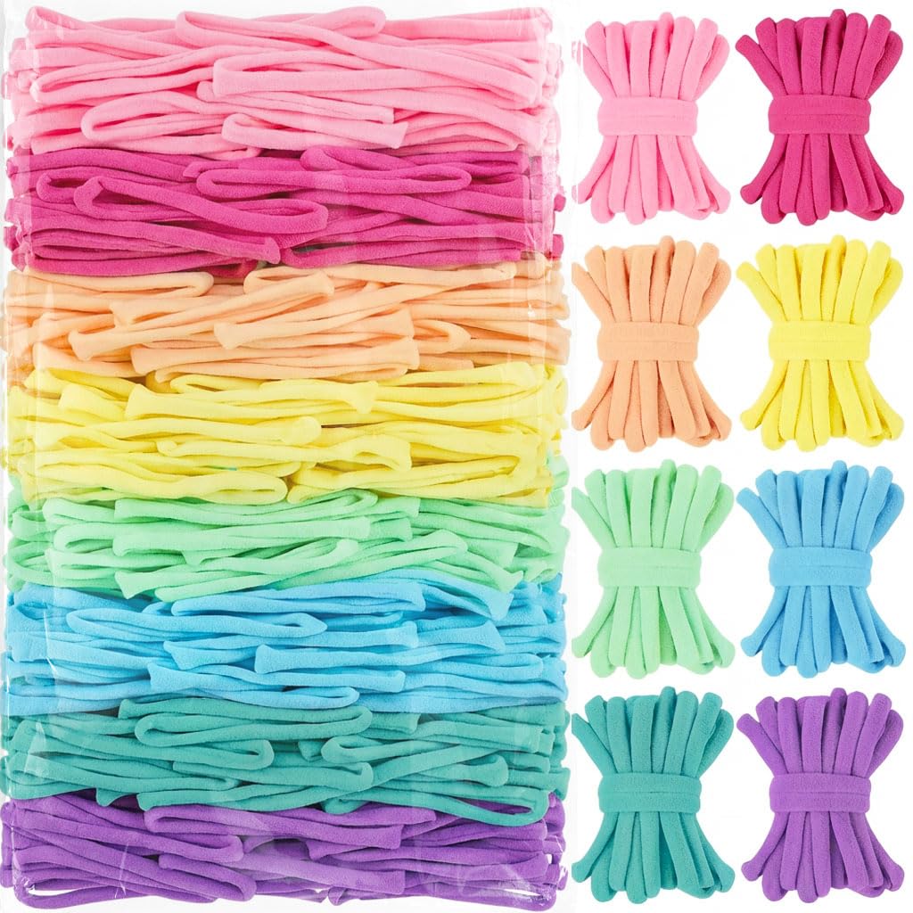1000pcs Refill Loops for 7-Inch Weaving Loom Potholder Loop in 8 Colors, Durable Nylon DIY Kit Crafts Projects Pastel Loops Flexible Loom Kit Elastic Ideal Gifts for Girls Ages