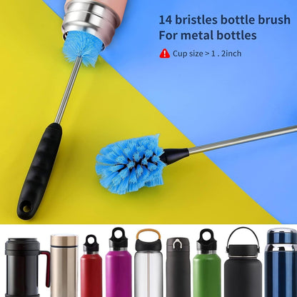 4 Pack Bottle Brush Cleaning Set,Multi-Function Long Handle Bottle Cleaner for Glasswares, Travel Coffee Mugs, Narrow Cup,Straw Cleaning Brush,Food Jars, Sinks, Cup Cover Supplies (4 Pack)