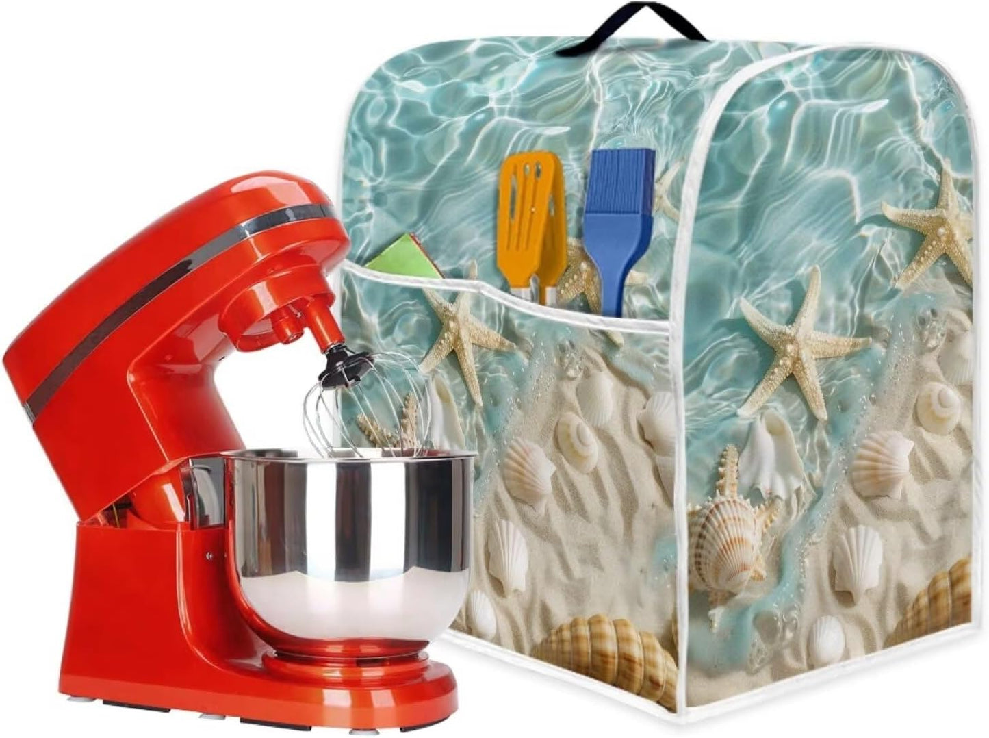 Beach Theme Stand Mixer Cover for Kitchen Aid Mixers with Pockets, Accessories for Kitchen Mixer
