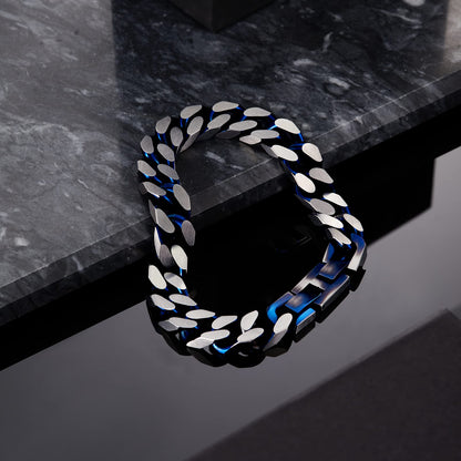 LUCKY2+7 Bracelets for Men-Stainless Steel Fold Over Clasp Cuban Chain Mens Bracelet