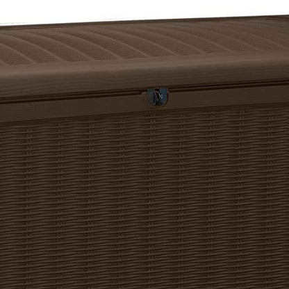 Keter 2-Pack Borneo 110 Gallon Deck Box Organizer, Doubles as 2-Person Bench Seat, Brown – Large Resin Outdoor Storage and Seating with Lockable Lid for Garden, Pool, and Patio