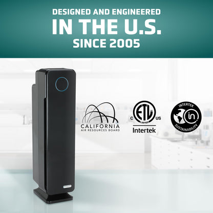 GermGuardian 5-In-1 HEPA Air Purifier for Home, Pet Air Purifier with HEPA Air Filter & UV-C Light, AC4300BPTCA, 743 Sq. Ft., 22'' Tower, Black