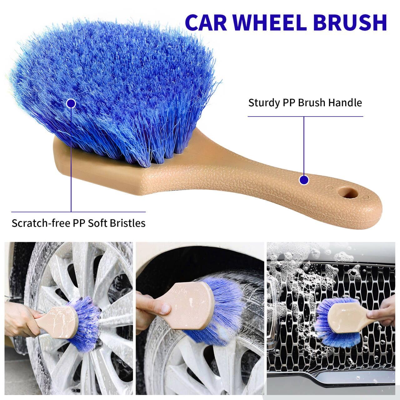 Wontolf 62'' Car Wash Brush with Long Handle Chenille Microfiber Car Wash Mop Mitt Kit Car Detailing Brush Cleaning Kit Window Squeegee Car Duster Drying Towels Tire Brush for Cars RV Truck Boat